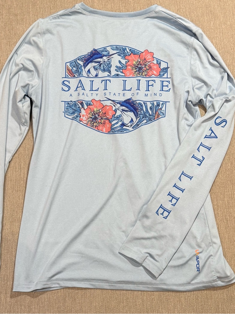 Salt Life Women’s Long-Sleeve Performance Tee - Light Blue with Floral Graphic